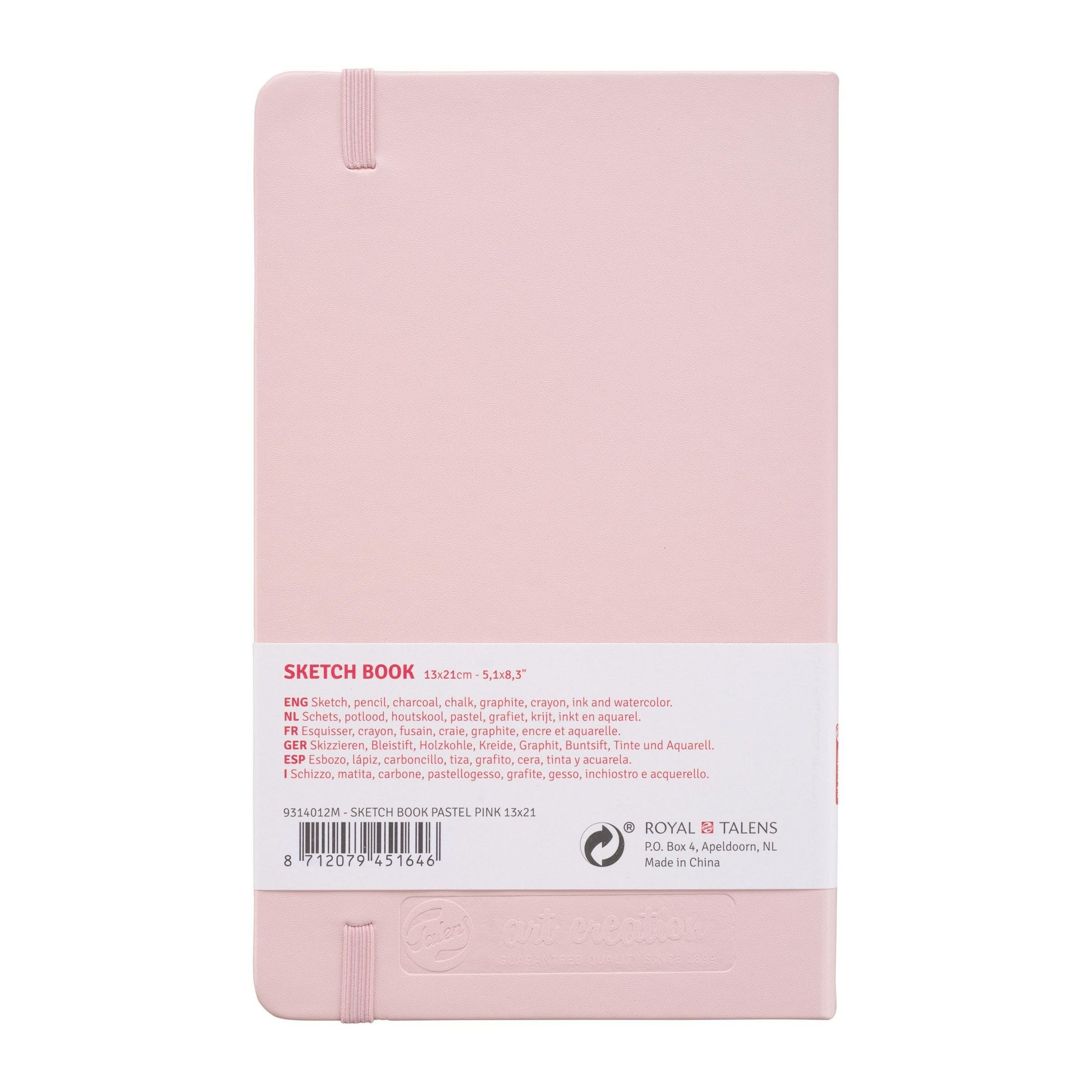 Talens Skizzenblock – 13 × 21 cm – 140 g/m² – 80 Blatt – cremefarbenes Papier, Pastellrosa, für Mixed Media
