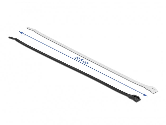 DeLOCK Kabelbinder 205 × 4,6 mm, Polyamid, Schwarz/Transparent, 100 Stk.