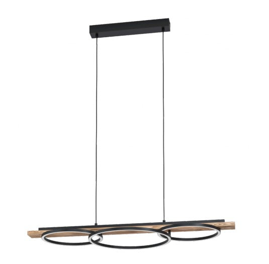 EGLO LED Pendelleuchte BOYAL – 40 × 110 cm, 5850 lm, 40,5 W, 3000 K, dimmbar, braun, inkl. Leuchtmittel