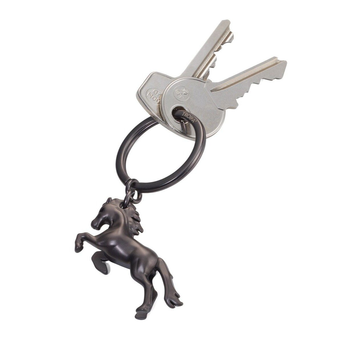 TROIKA Schlüsselanhänger Wild Horse – Eisenguss, Silber, 81 × 46 × 13 mm