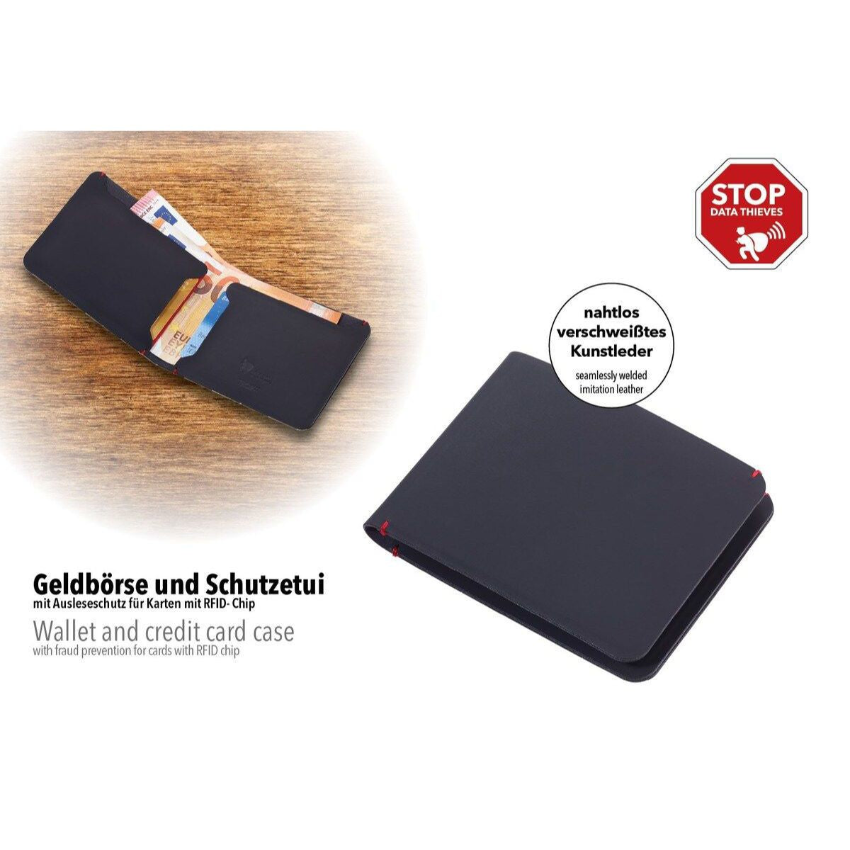TROIKA Kartenetui – RFID-Schutz, 106×82×7 mm – Kunstleder – Schwarz