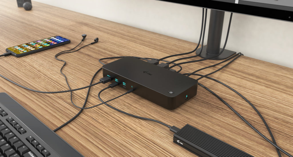 i-tec Dockingstation – USB-C, 2× DP, 3× HDMI, 3× USB-A, 100 W PD, GbE, 3,5 mm Audio, für Windows/Mac/Linux