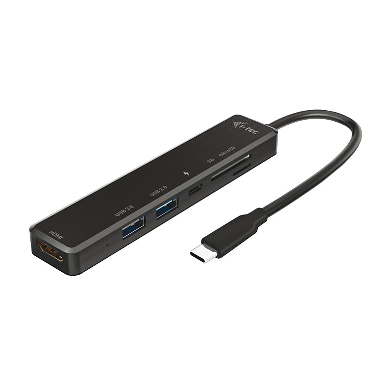 i-tec Travel Easy Multiport-Adapter – USB-C, HDMI, 2× USB-A, 1× USB-C, 60 W PD, SD/microSD, für Windows/Mac
