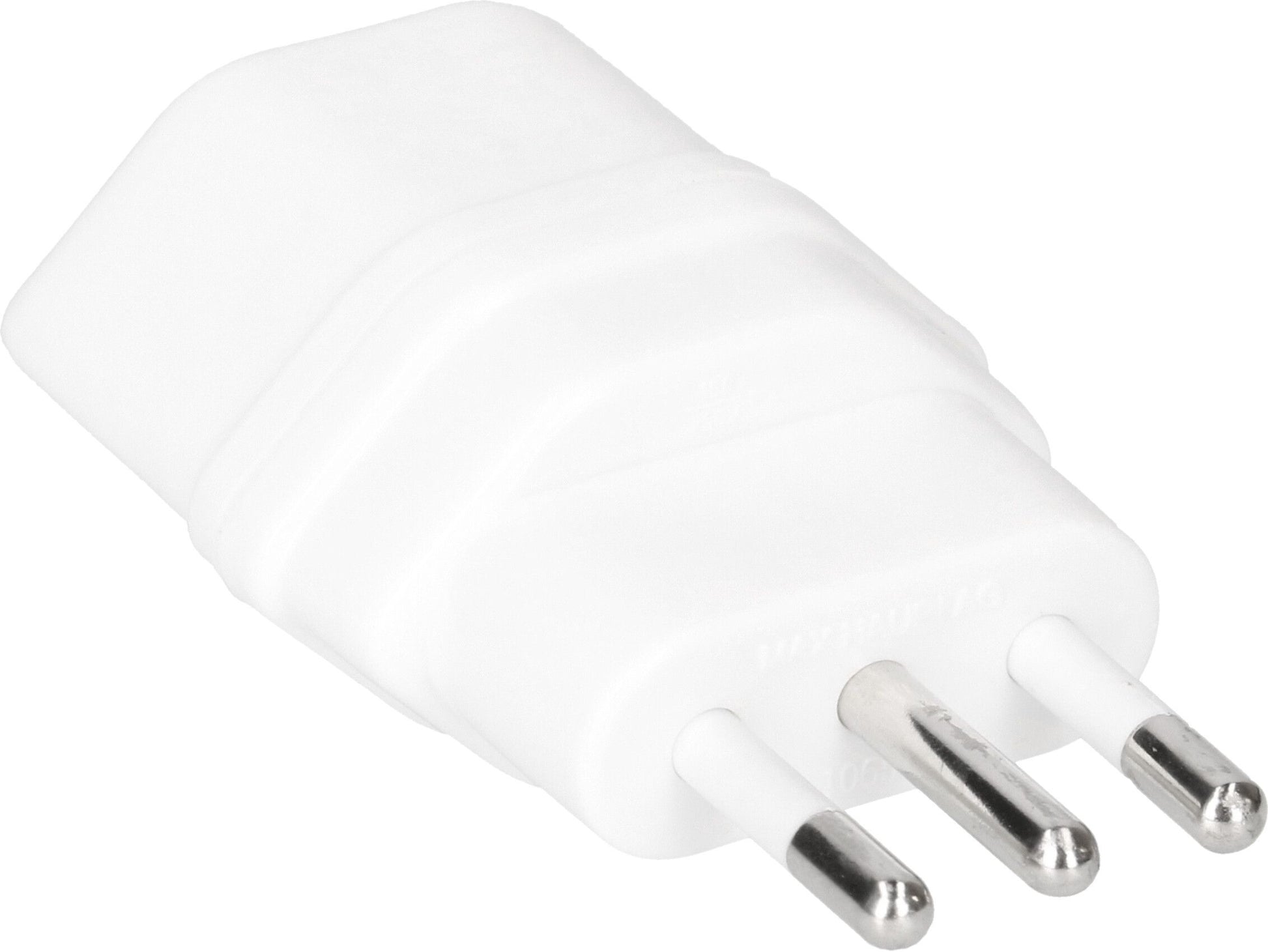Max Hauri AG Reiseadapter – von Typ L (IT) zu T13 (EU) – geerdet – 45×25×70 mm – weiss – Kunststoff