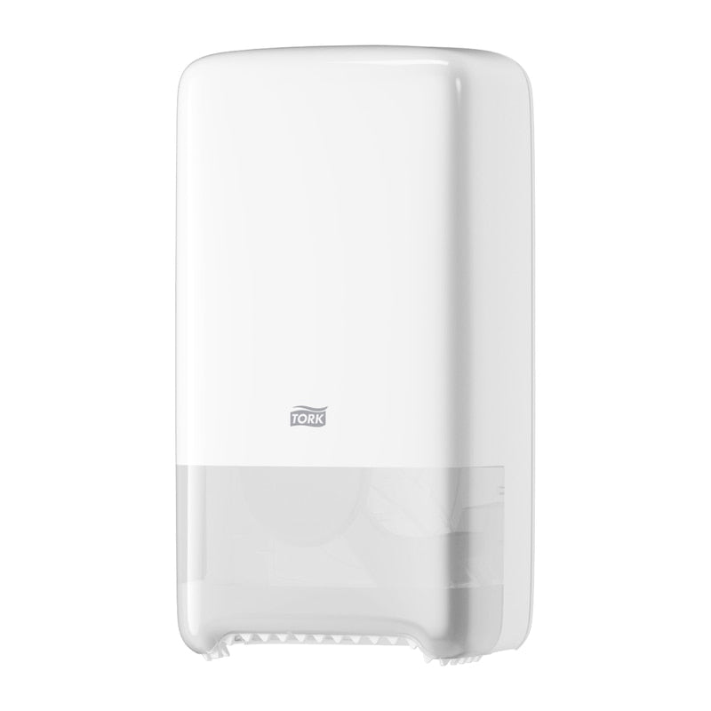 Tork Toilettenpapierspender für T6 Nachfüllung – Kunststoff, Weiss, abschliessbar, 18,4 × 14 × 34,4 cm