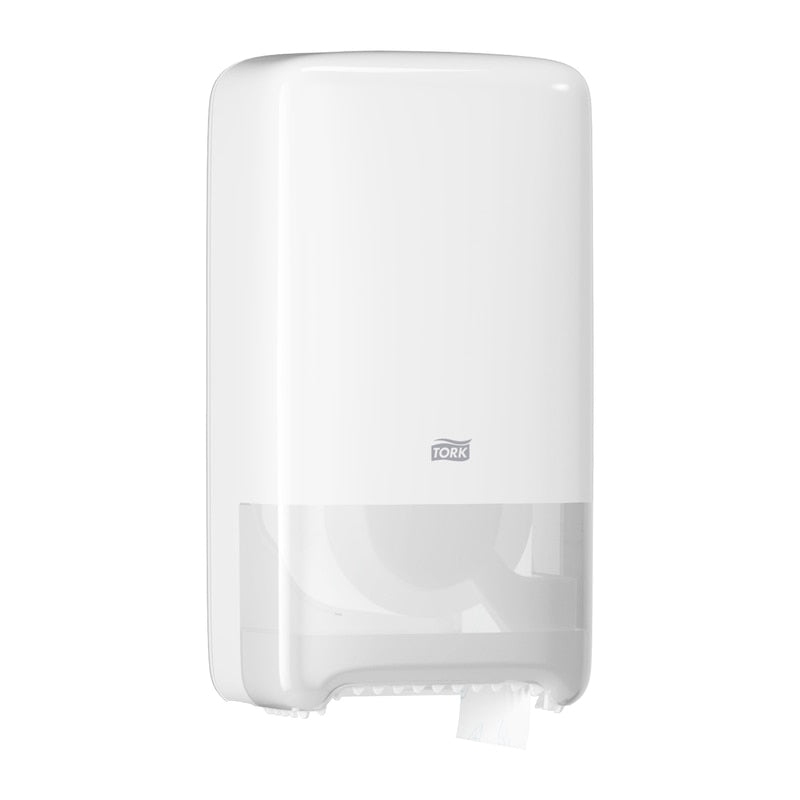 Tork Toilettenpapierspender für T6 Nachfüllung – Kunststoff, Weiss, abschliessbar, 18,4 × 14 × 34,4 cm