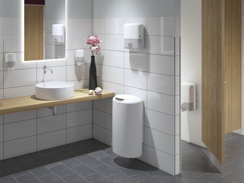 Tork Toilettenpapierspender für T6 Nachfüllung – Kunststoff, Weiss, abschliessbar, 18,4 × 14 × 34,4 cm