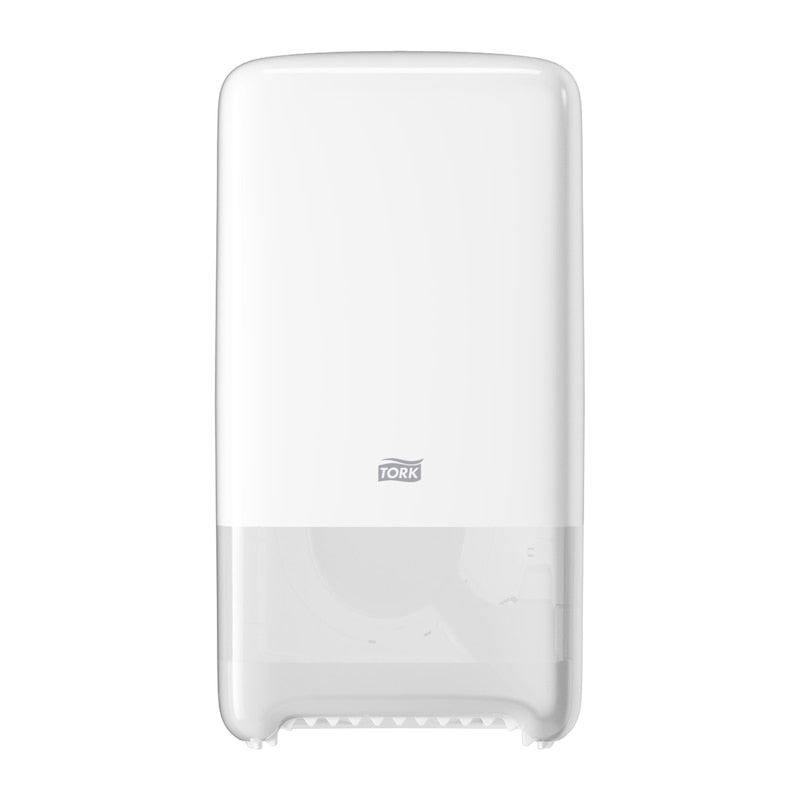 Tork Toilettenpapierspender für T6 Nachfüllung – Kunststoff, Weiss, abschliessbar, 18,4 × 14 × 34,4 cm