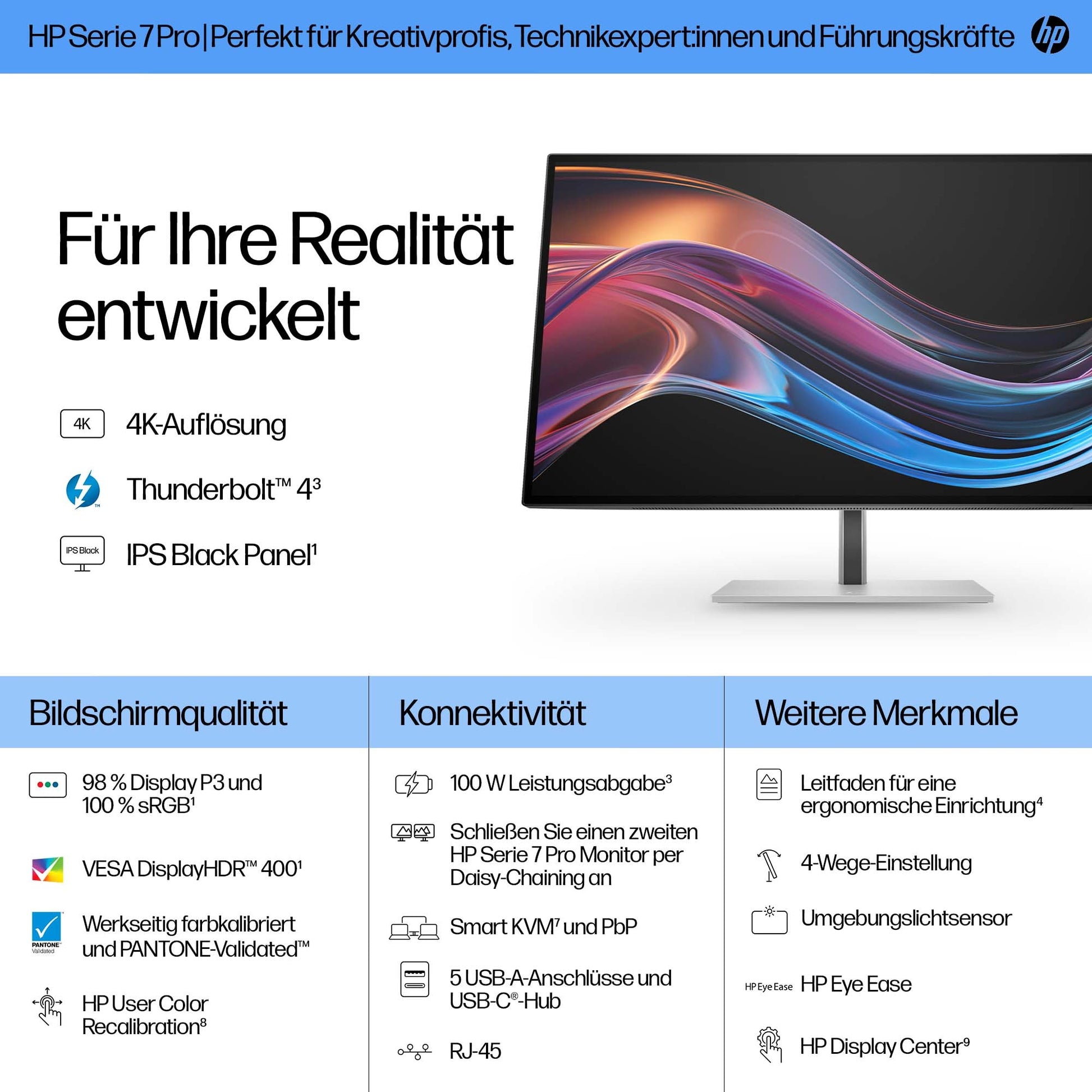 HP Serie 7 Pro 727pk – Monitor, 27", 4K, Thunderbolt 4