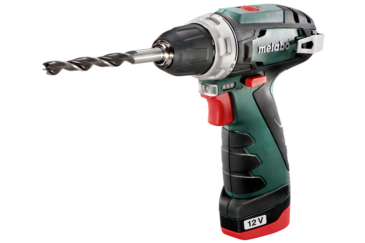 Metabo Akku-Bohrschrauber PowerMaxx – 12 V – Schnellspannbohrfutter – 17 Nm – 2×2,0 Ah & Ladegerät – Koffer