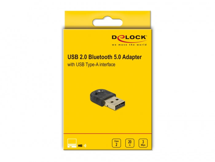 DeLOCK 61012 USB Bluetooth Adapter – Bluetooth 5.0, USB 2.0, A2DP – für Laptop
