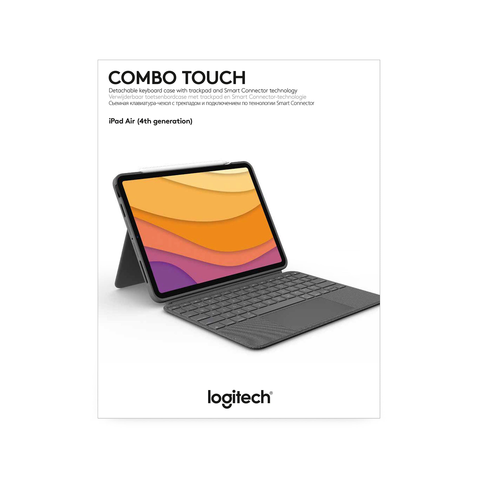 Logitech Combo Touch – Tastatur, UK-Layout (EN), mit Touchpad, Grau – für iPad Air (4. Generation)