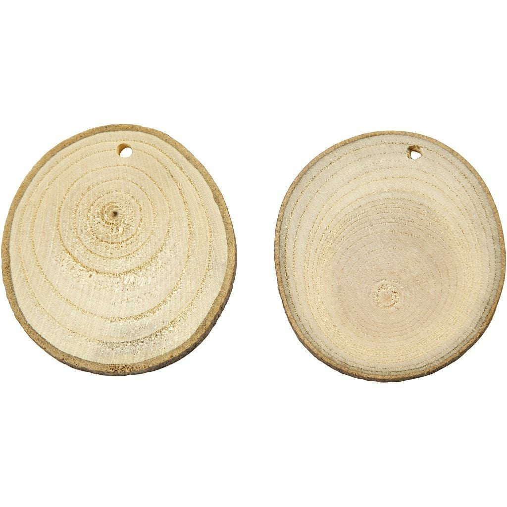Creativ Company Holzrohling, Ahorn, rund, mit Loch, Ø 7 cm × 0,5 cm, 25 Stk.