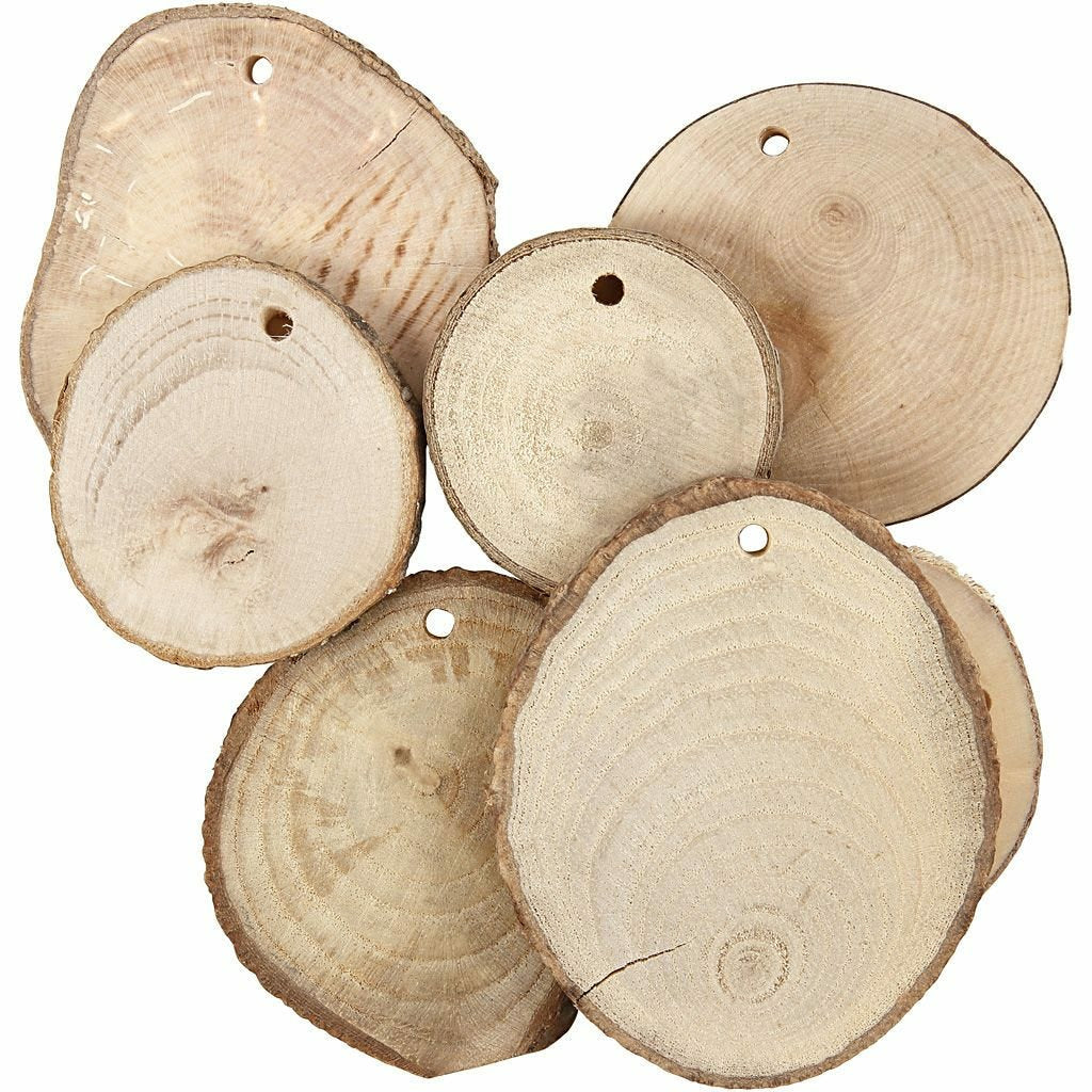 Creativ Company Holzrohling, Ahorn, rund, mit Loch, Ø 7 cm × 0,5 cm, 25 Stk.