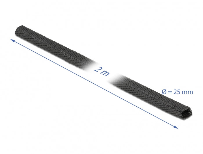 DeLOCK Schrumpfschlauch, Ø 25 mm, 2 m, Schrumpfungsrate 2:1 – schwarz