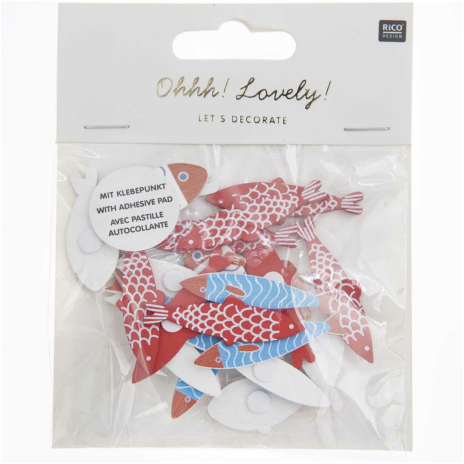 Rico Design Sticker – Fische, mehrfarbig – 24 Stück, Holz