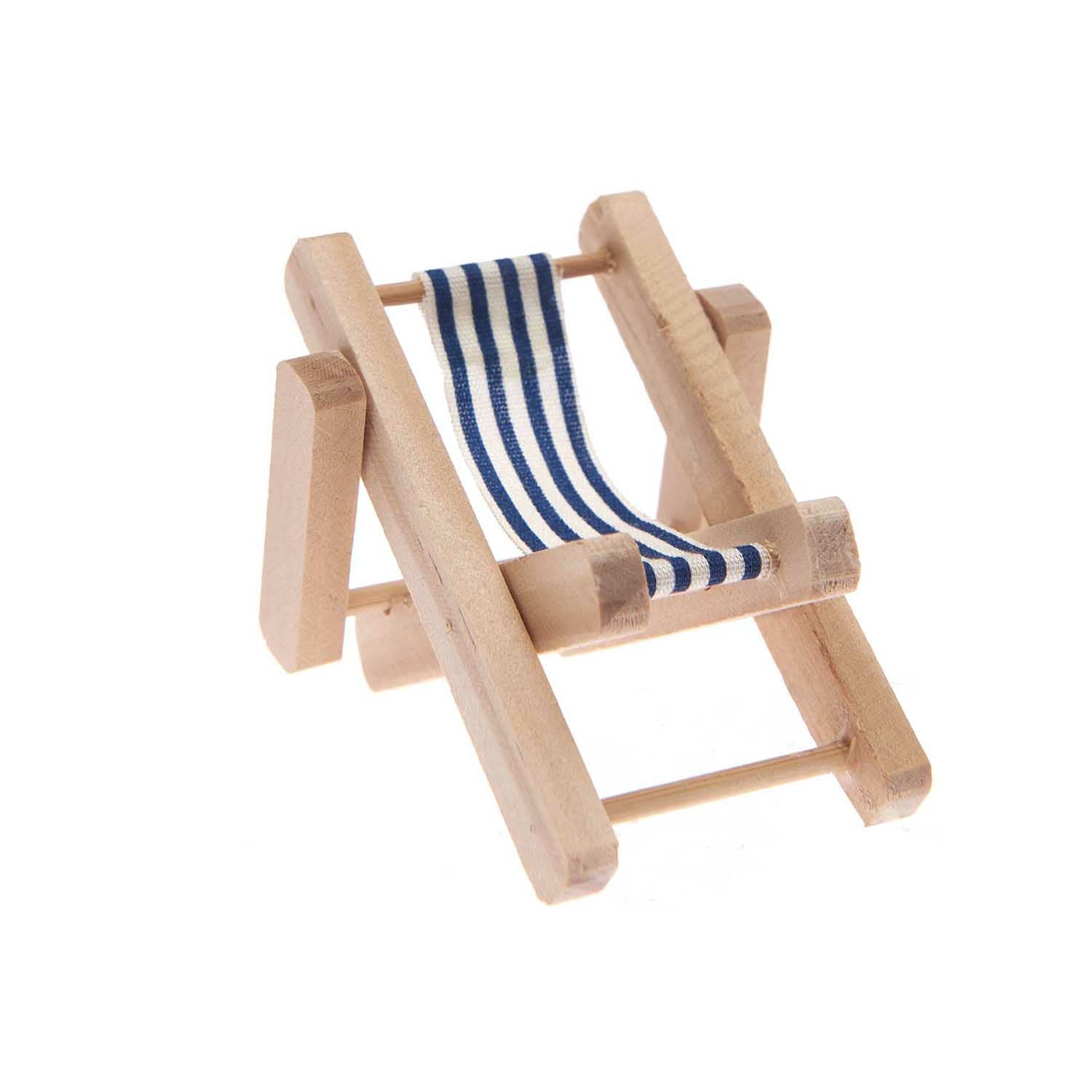 Rico Design Mini-Liegestuhl – 4,5 × 7 cm – Stoff & Holz, Mehrfarbig