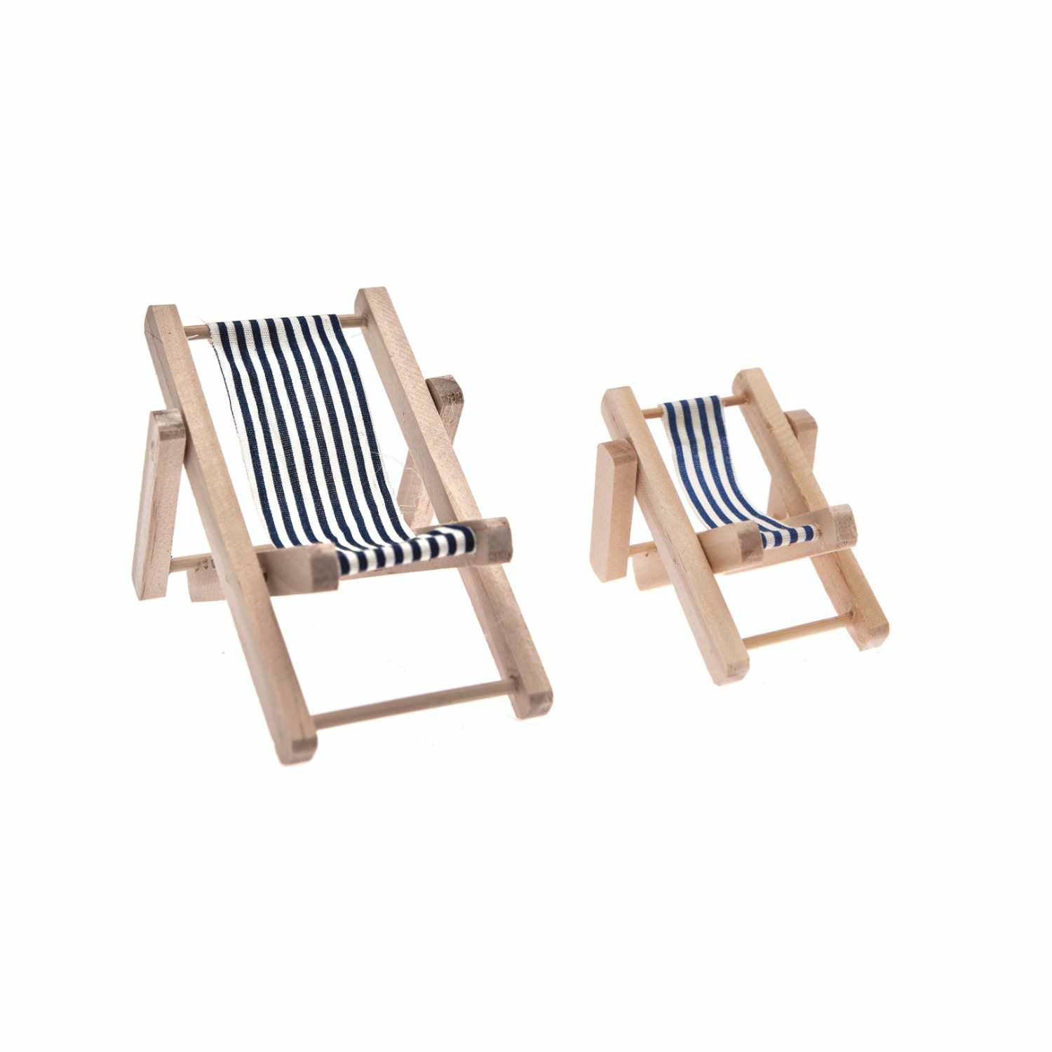 Rico Design Mini-Liegestuhl – 4,5 × 7 cm – Stoff & Holz, Mehrfarbig
