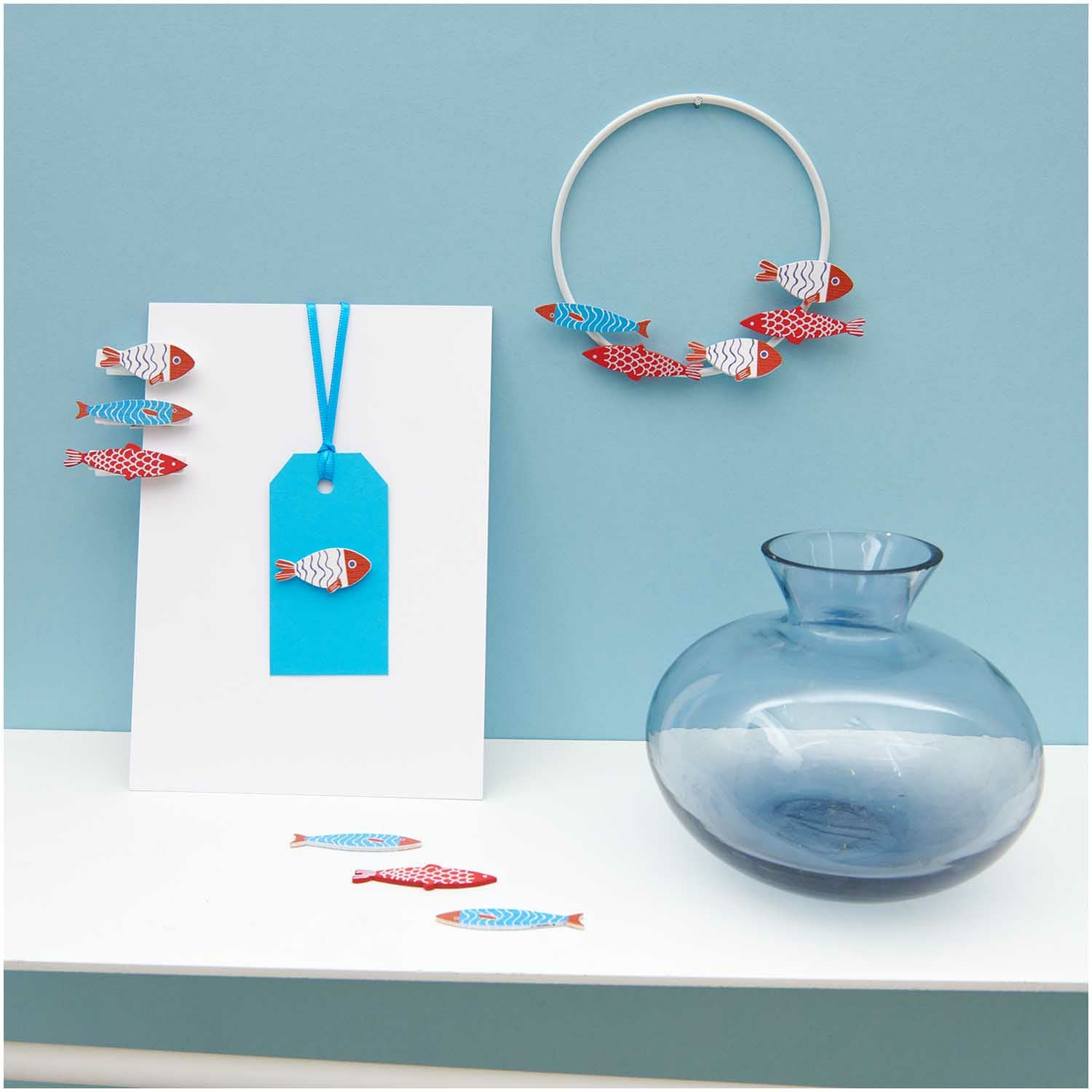 Rico Design Sticker – Fische, mehrfarbig – 24 Stück, Holz