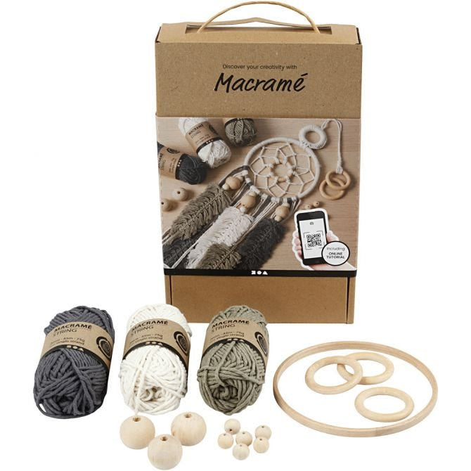 Creativ Company Makramee-Set – 7-teilig, Garn, Mehrfarbig