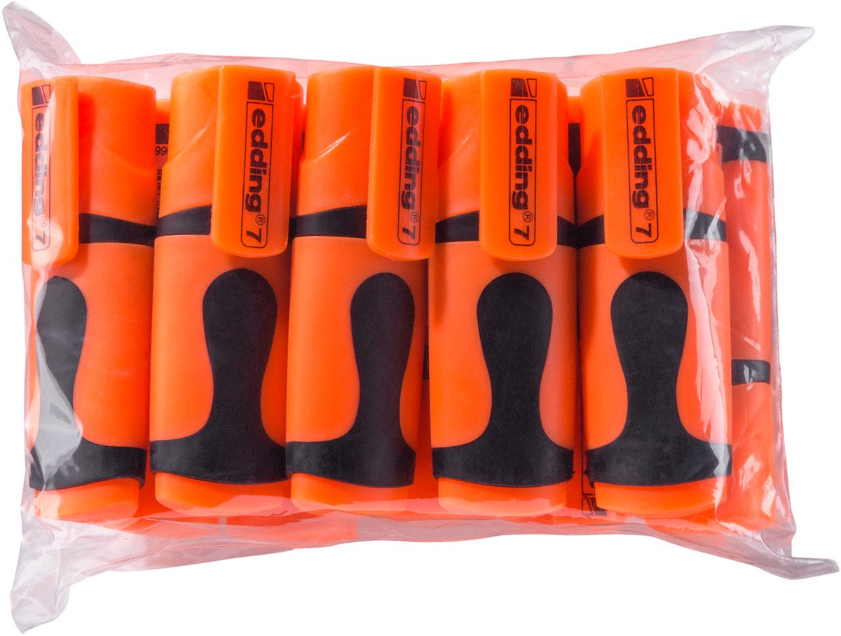 Edding 7 Mini Textmarker – 10er Set, Farben: Orange, Keilspitze 1–3 mm