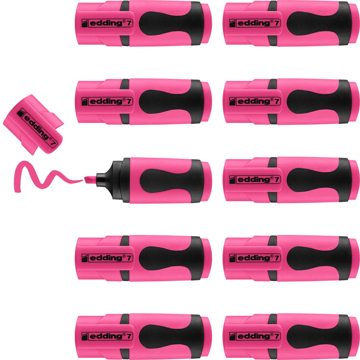 Edding 7 Mini Textmarker – 10er Set, Farben: Pink, Keilspitze 1–3 mm