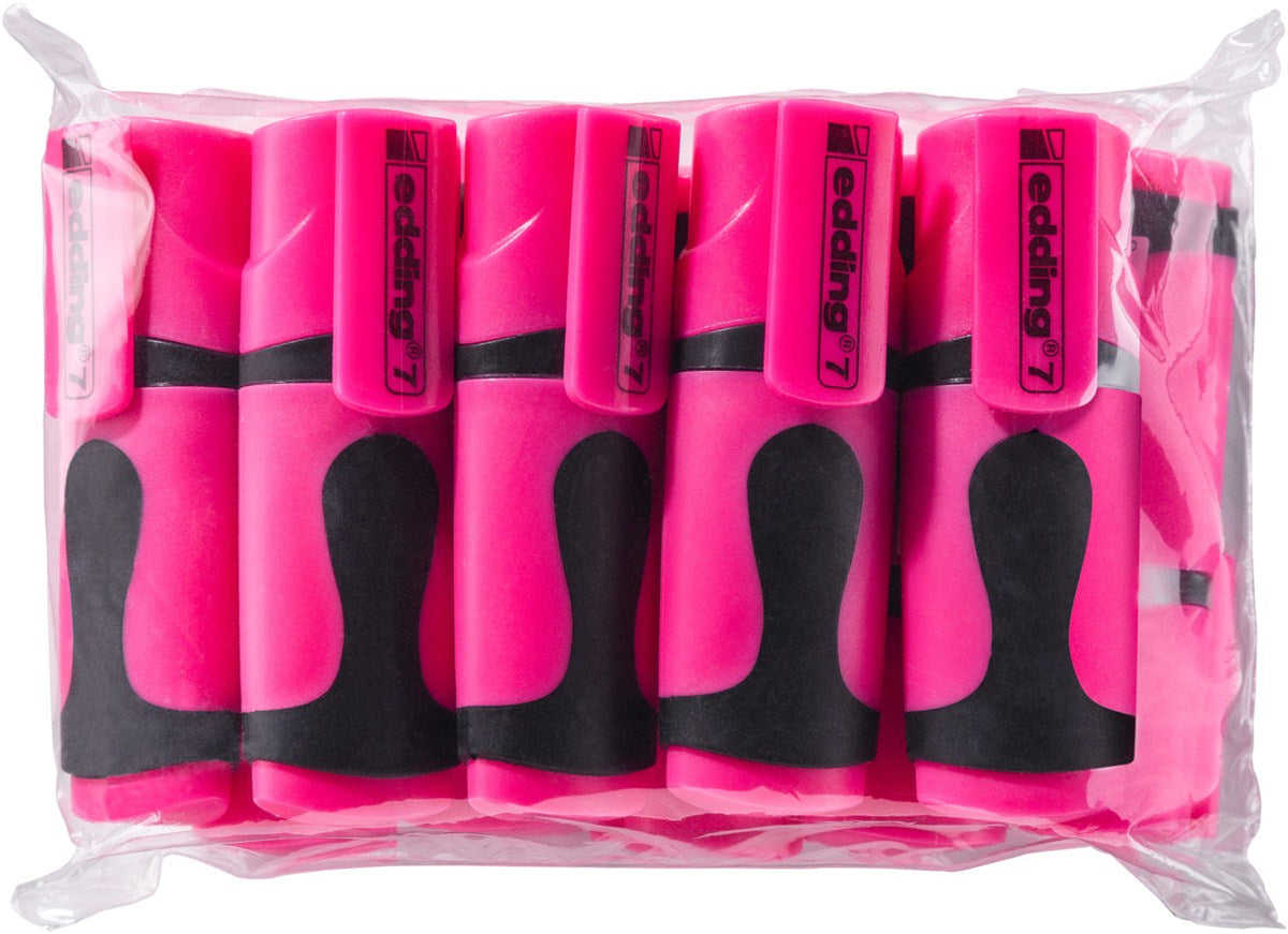 Edding 7 Mini Textmarker – 10er Set, Farben: Pink, Keilspitze 1–3 mm