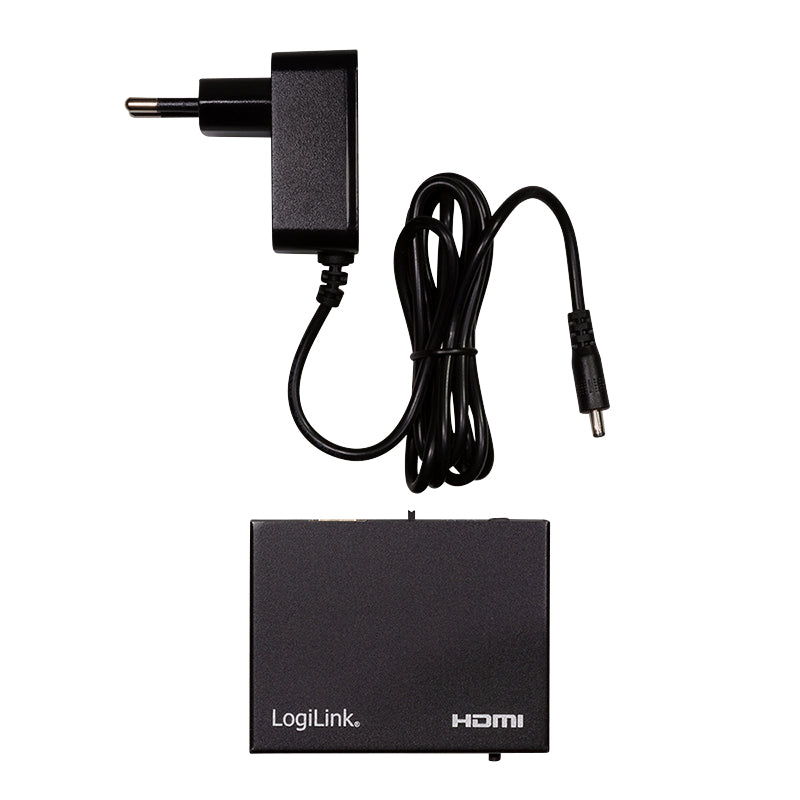 LogiLink HD0055 – HDMI Audio Extractor, 1× HDMI In / 2× HDMI Out, S/PDIF & 3,5 mm Out, externes 5 V Netzteil