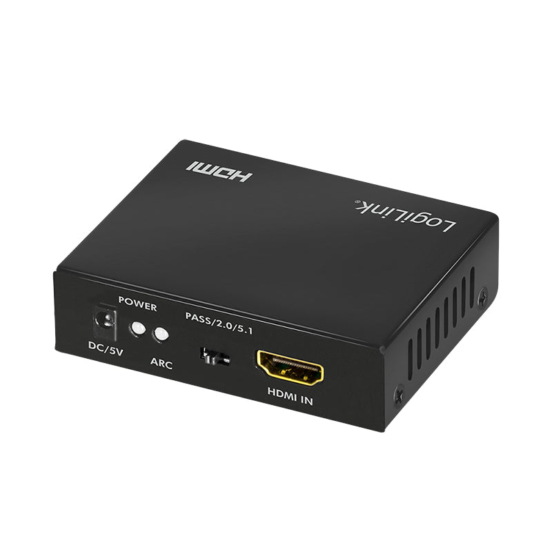 LogiLink HD0055 – HDMI Audio Extractor, 1× HDMI In / 2× HDMI Out, S/PDIF & 3,5 mm Out, externes 5 V Netzteil