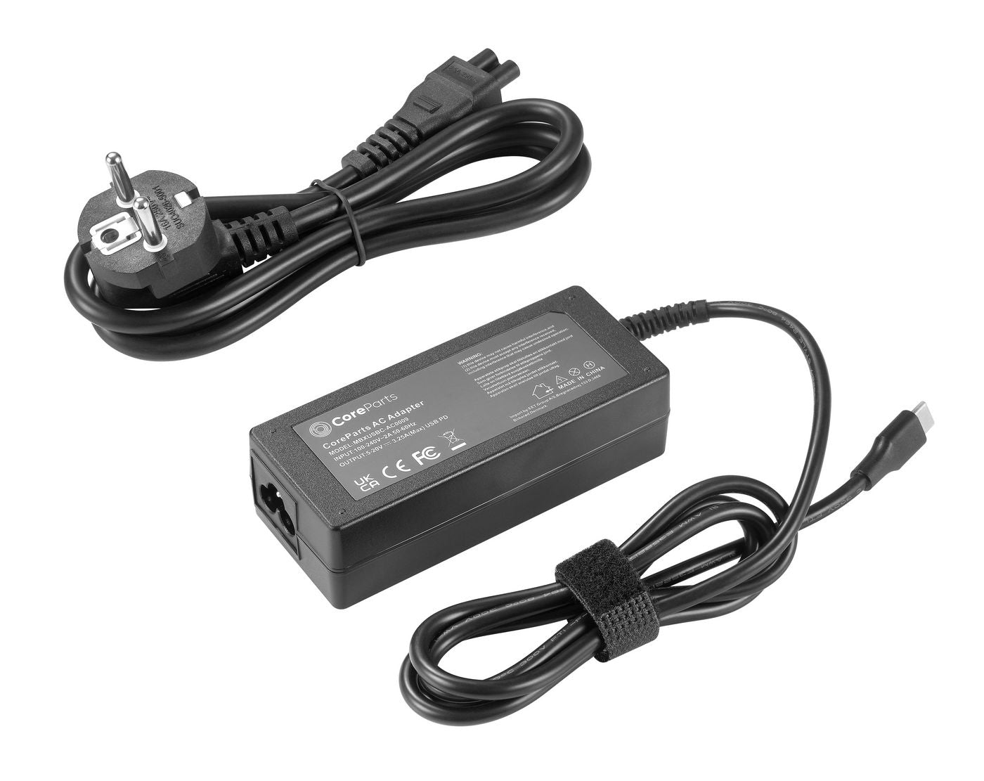 CoreParts USB-Ladegerät 65 W – USB-C×1 – PD 3.0, EU-Stecker (Typ F) – Schwarz
