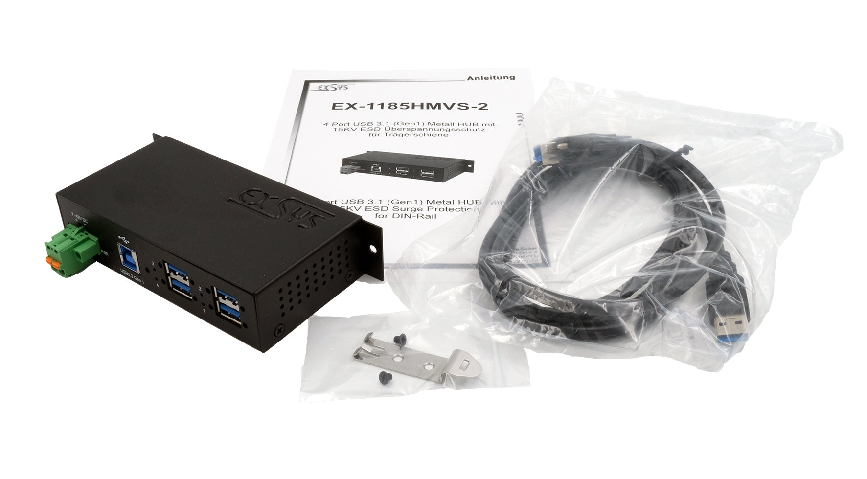 EXSYS EX-1185HMVS-2 USB-Hub – USB-B, 4× USB-A