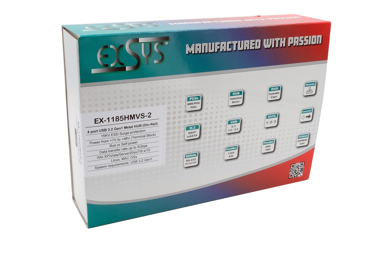 EXSYS EX-1185HMVS-2 USB-Hub – USB-B, 4× USB-A