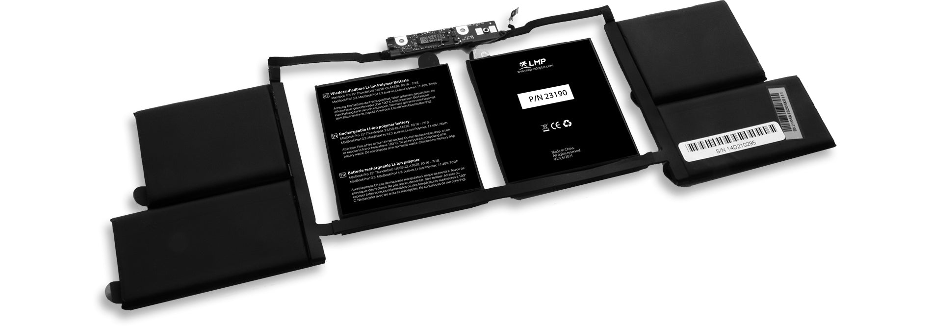LMP Notebook-Akku – für MacBook Pro 15" (2016–2017) – 76 Wh, 11,4 V – Schwarz