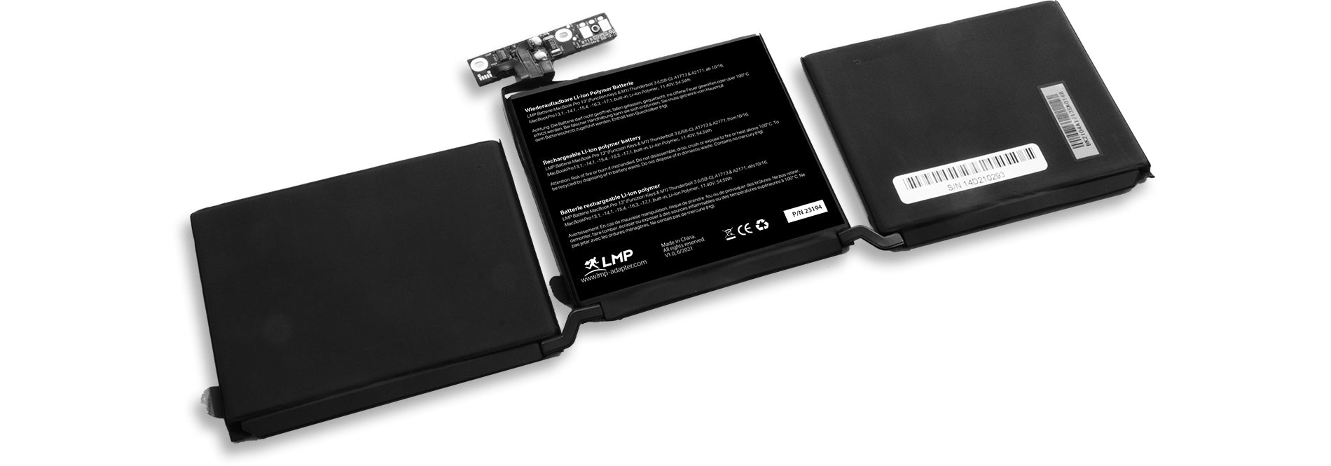 LMP Notebook-Akku – für MacBook Pro 13" (2016–2020, M1) – 54,5 Wh, 11,4 V – Schwarz
