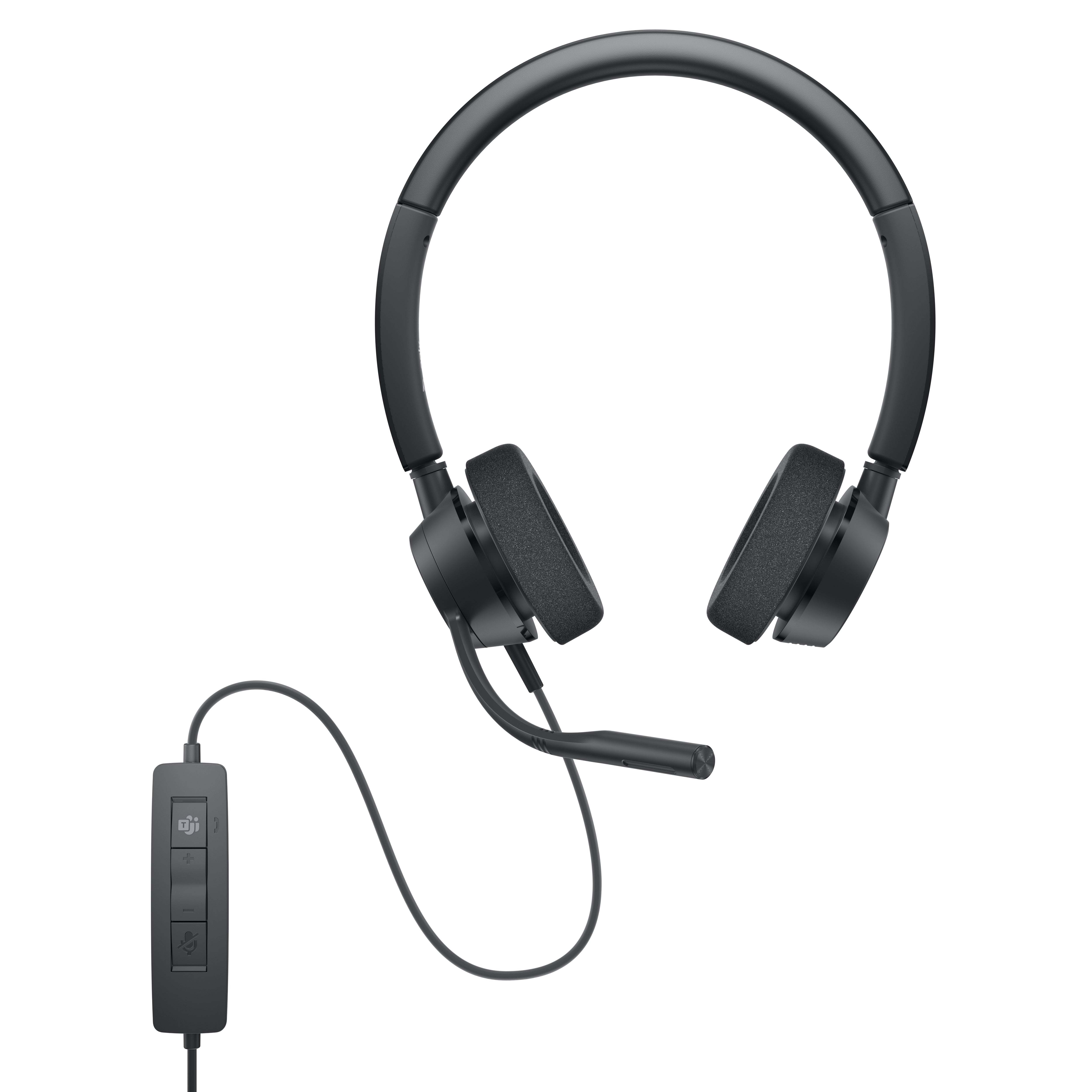 DELL WH3022 Office-Headset – Over-Ear, Stereo, Kabelgebunden, USB, Schwarz