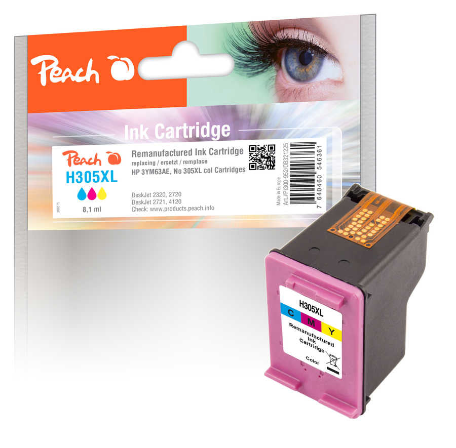Peach 305XL Dreifarbig Tintenpatrone (Kompatibel) – 200 Seiten – für HP DeskJet 2700 Serie – 3YM63AE