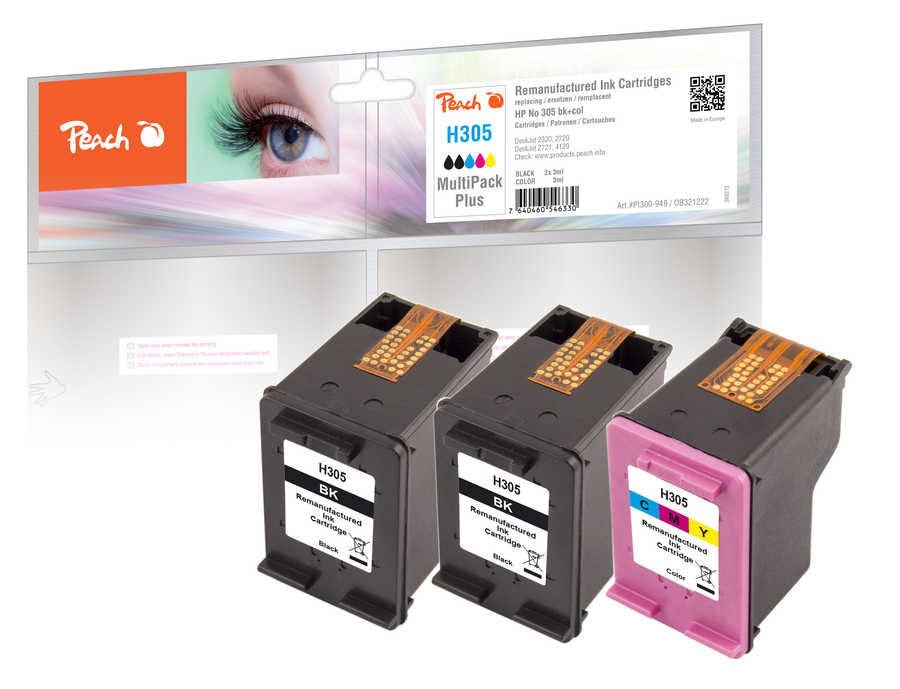 Peach 305 Tintenpatronen-Multipack, Schwarz/Cyan/Magenta/Gelb (Kompatibel) – für HP 2700/Plus 4100/Envy 6010…