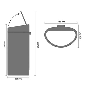 Brabantia Toucheimer Touch Bin New 40 l – Edelstahl, Oval, Schwarz matt