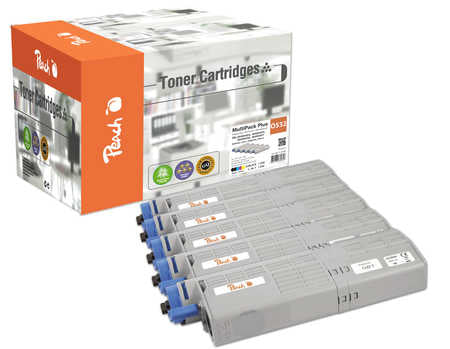 Peach Toner-Multipack OKI 46490401-4 – BK/C/M/Y, 1500 Seiten – für OKI C532DN/C542DN/MC563DN und andere