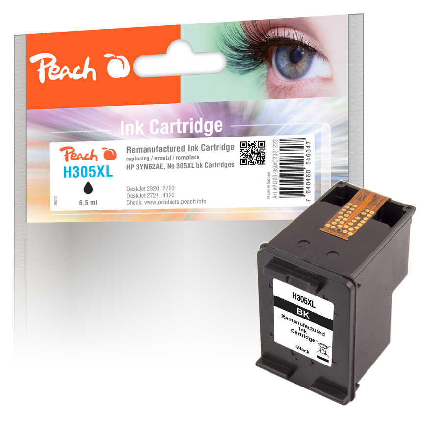 Peach 305XL Schwarz Tintenpatrone (Kompatibel) – 240 Seiten – für HP DeskJet 2320/2720/2721… – 3YM62AE
