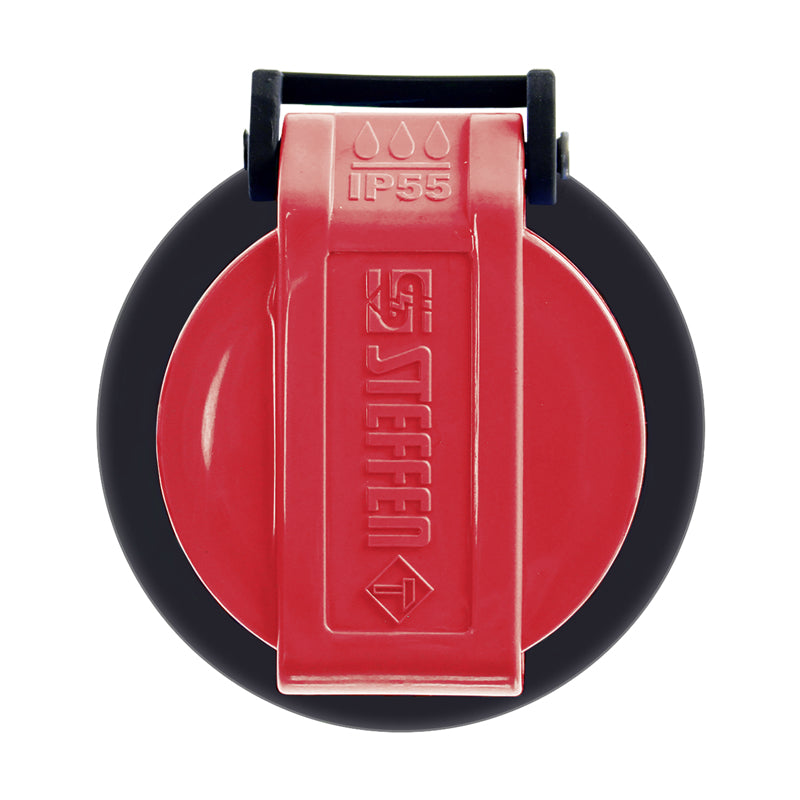 Steffen Montagekupplung T25 – Thermoplast, Grau/Rot, mit Verschlussdeckel, gerade, männlich, IP55, 1er-Pack