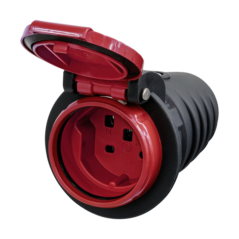 Steffen Montagekupplung T25 – Thermoplast, Grau/Rot, mit Verschlussdeckel, gerade, männlich, IP55, 1er-Pack