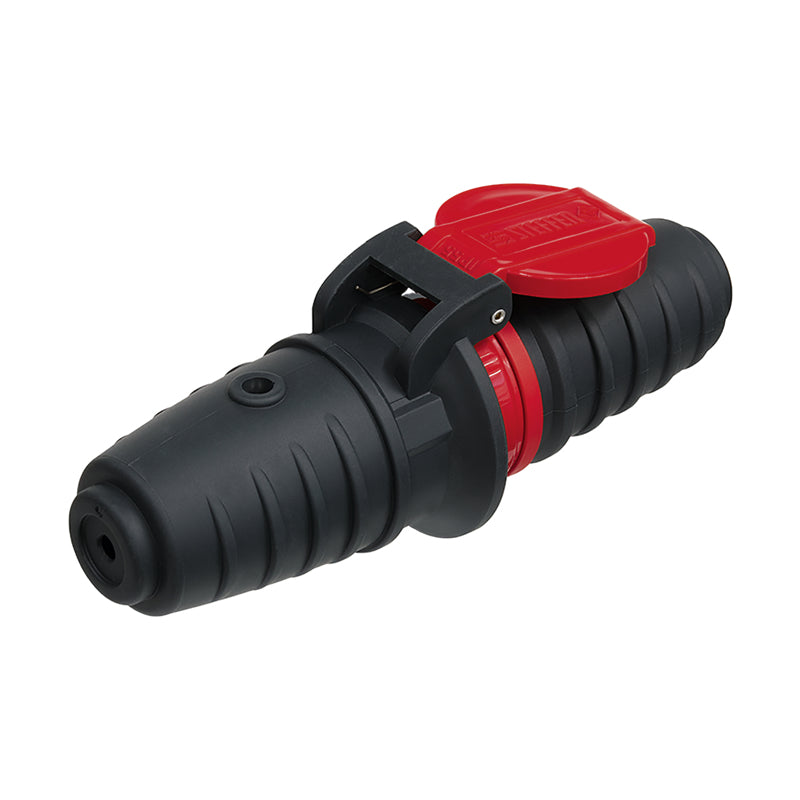 Steffen Montagekupplung T25 – Thermoplast, Grau/Rot, mit Verschlussdeckel, gerade, männlich, IP55, 1er-Pack