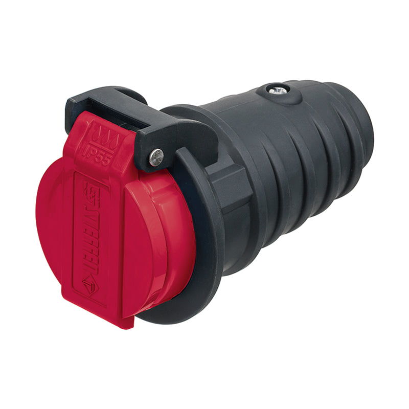 Steffen Montagekupplung T25 – Thermoplast, Grau/Rot, mit Verschlussdeckel, gerade, männlich, IP55, 1er-Pack