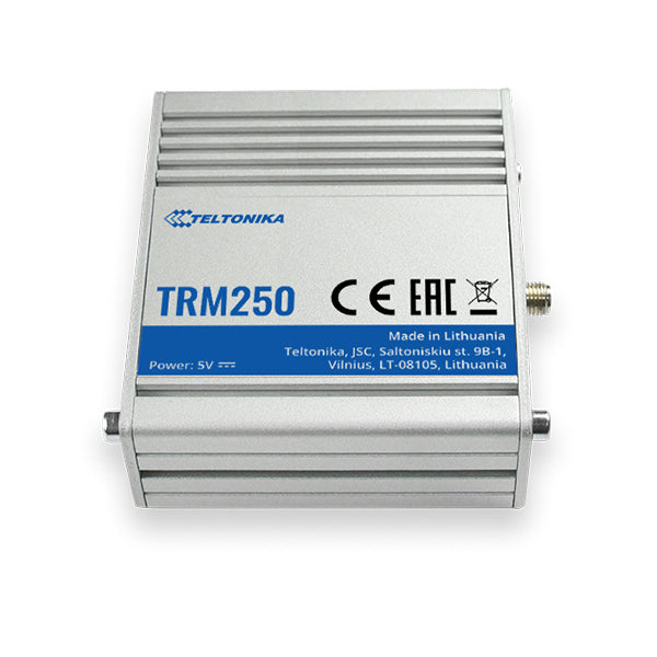 Teltonika TRM250 – Modem – LTE Cat‑M1, NB‑IoT, EGPRS, Micro‑USB, Silber