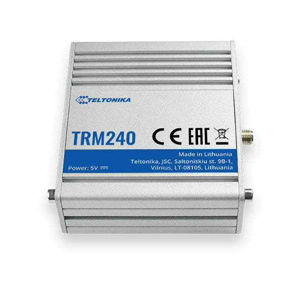 Teltonika TRM240 Modem – LTE Cat 1 (4G), 3G/2G, 1× Micro-USB, inkl. LTE-Antenne (SMA), schwarz