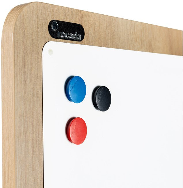 Rocada Whiteboard – 100 × 150 cm, Melamin, magnetisch, Stahlrahmen, mobil, beidseitig