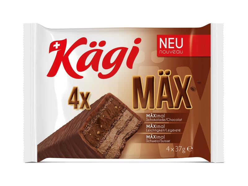 Kägi Mäx Waffelgebäck – Milchschokolade – 4 × 37 g