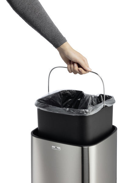 Durable Abfallcontainer – 21 l – mit Deckel – Edelstahl – Ø 270 × H 570 mm