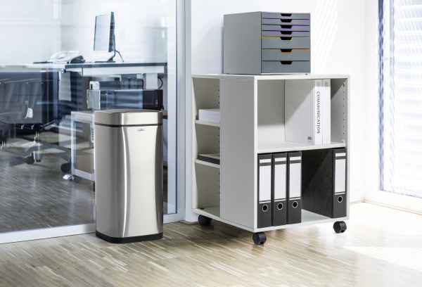 Durable Abfallcontainer – 21 l – mit Deckel – Edelstahl – Ø 270 × H 570 mm